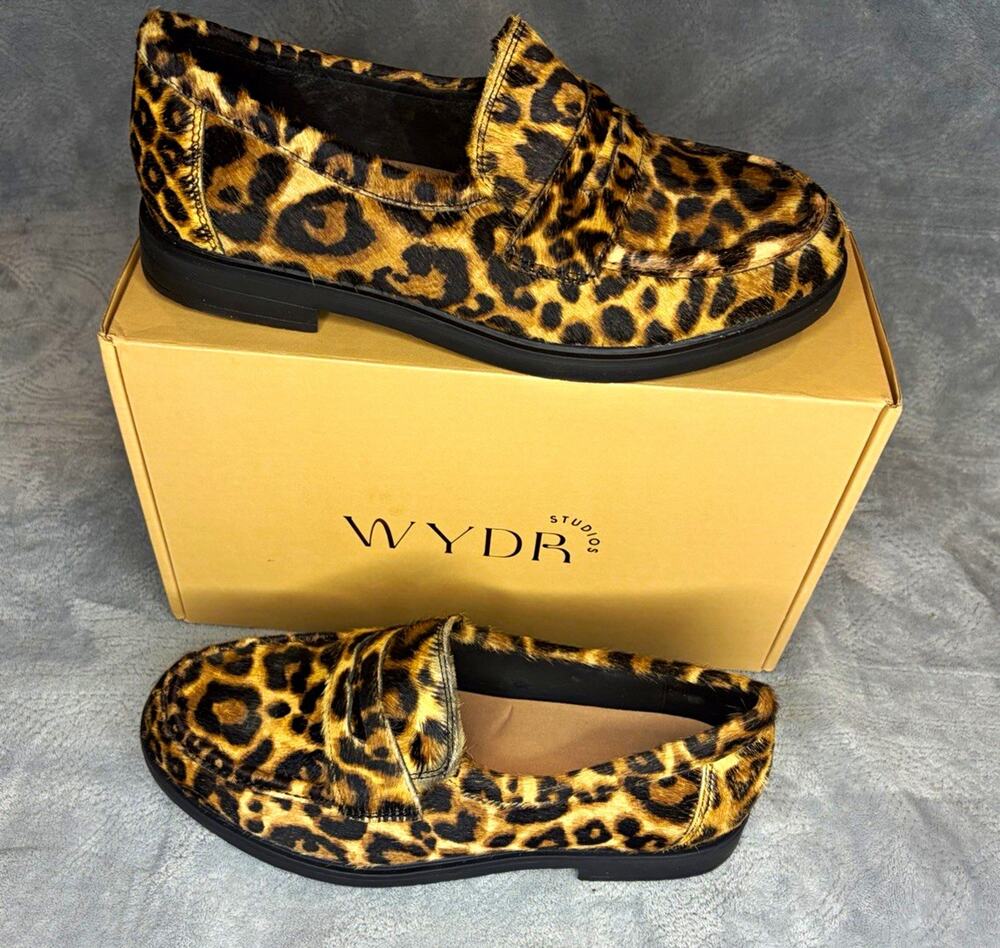 WYDR Studios Women’s Loafer Flats Leopard Animal Print Slip-On US 9 WW EU 40